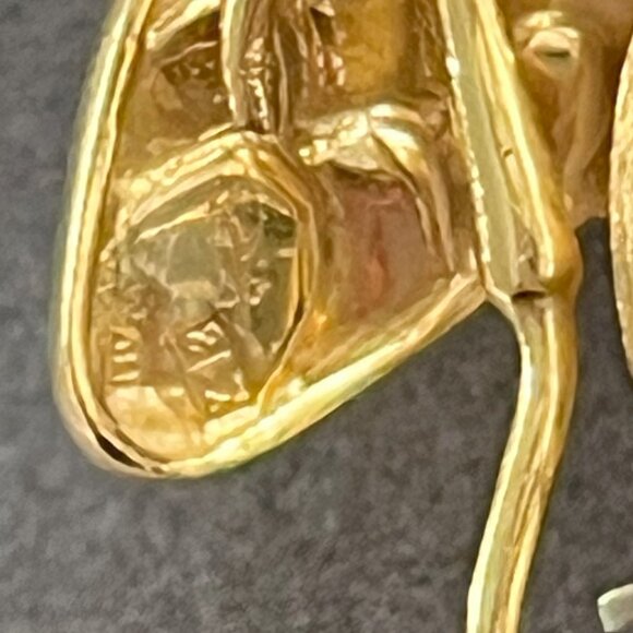 ✨Vintage 1950s Handmade 18K Gold Italian Bee Brooch | Lavender Jade & Ruby Eyes - Picture 5 of 13